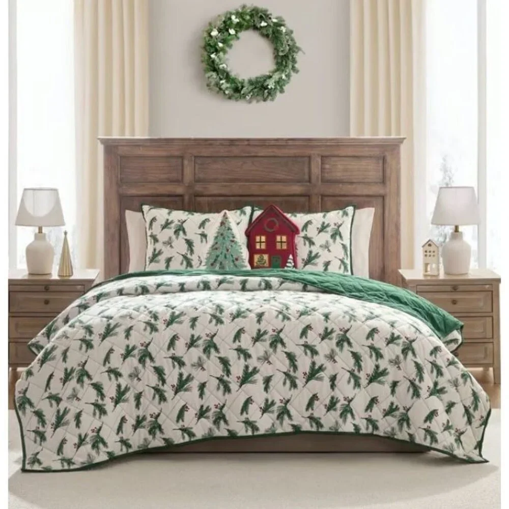 Hallmark Novelty Christmas Holiday Tree Decorative Accent Pillow Green